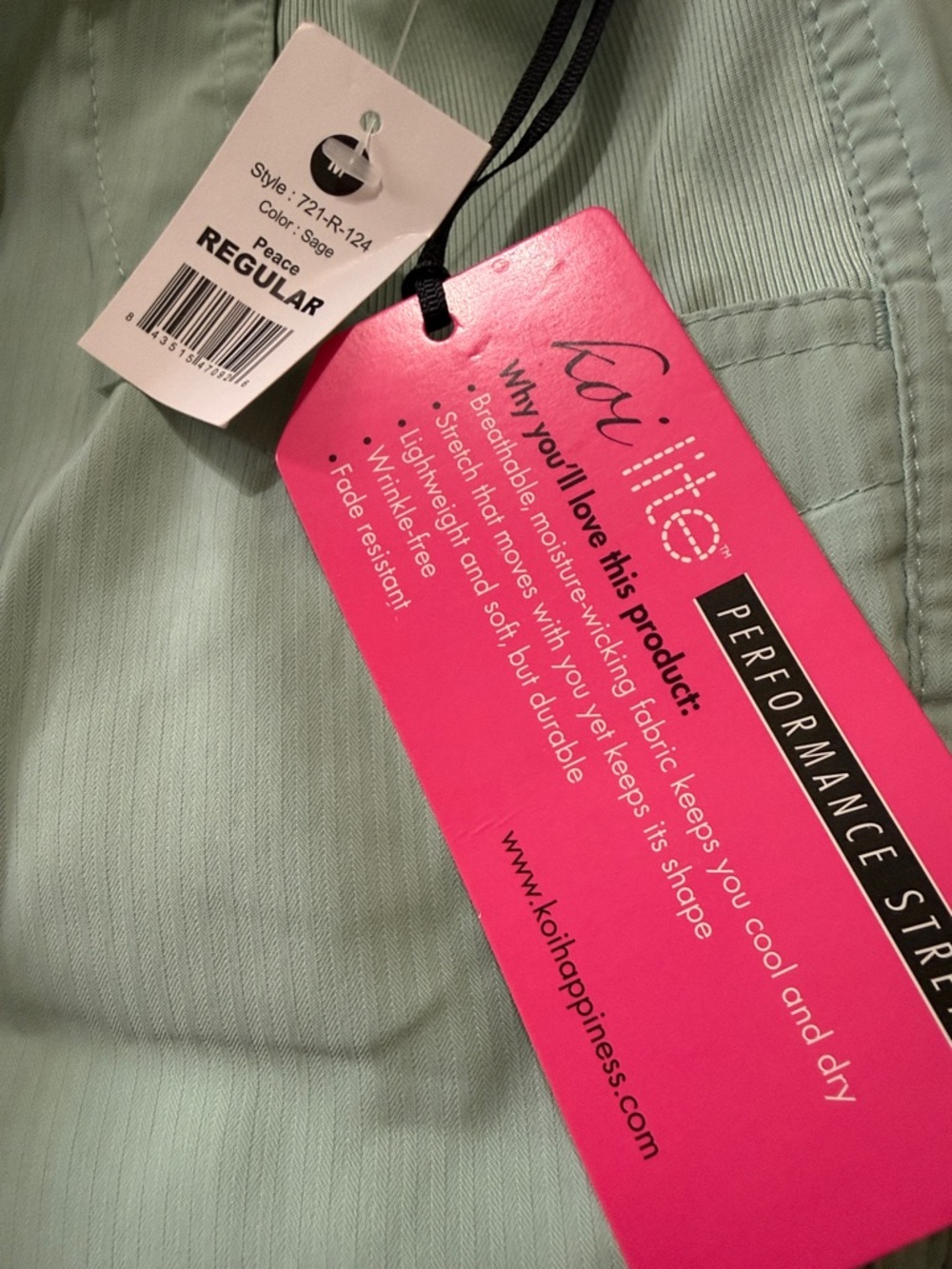 Koi Lite Women's V-Neck Scrub Top and Pant Set in Light Sage - Picture 2 of 4
